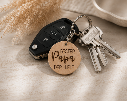 Handgefertigte Holz Schlüsselanhänger mit Spruch | Geschenk mit Herz | Personalisierter Anhänger für Schlüssel, Tasche & Co.